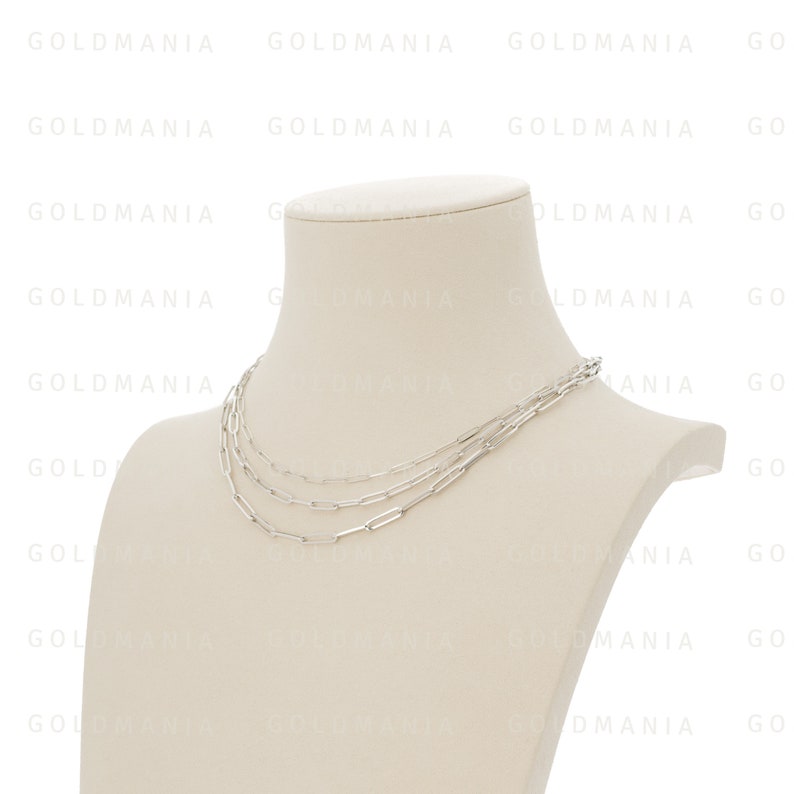 Solid 14K White Gold Paper Clip Chain Necklace 16 to Etsy