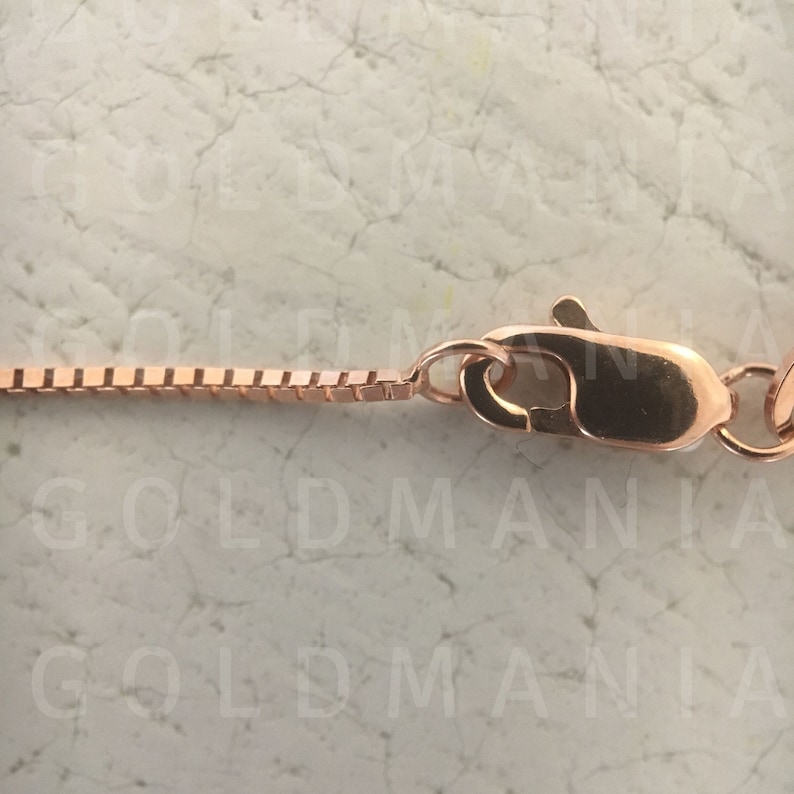 14K Rose Gold Box Kettenhalskette: Zierlich, dünnes Echt Gold Bild 8