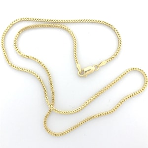 14K Solid Yellow Gold Franco Chain Necklace: 0.9mm 1.2mm 1.8mm Thick