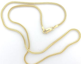 Collar de cadena Franco de oro amarillo macizo de 14 quilates: 0,9 mm, 1,2 mm y 1,8 mm de grosor