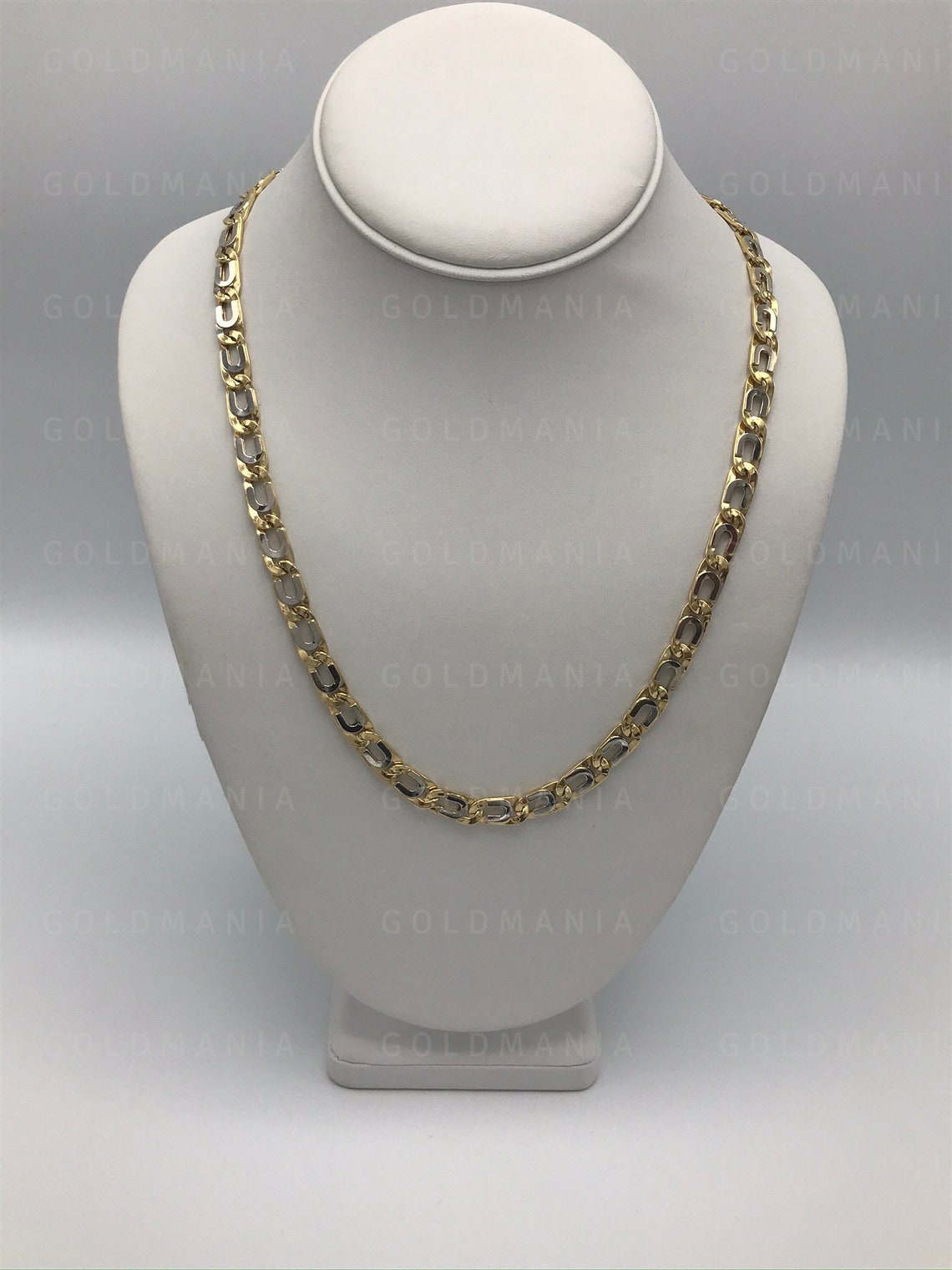 Two Tone 14K Gold HorseShoe Link Chain Necklace For Men Etsy