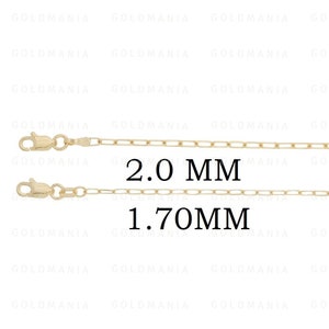 18K Solid Yellow Gold Paperclip Link Chain Necklace, 16&quot; To 24&quot;, 1.70mm Or 2mm Thick, Women Gold Chain