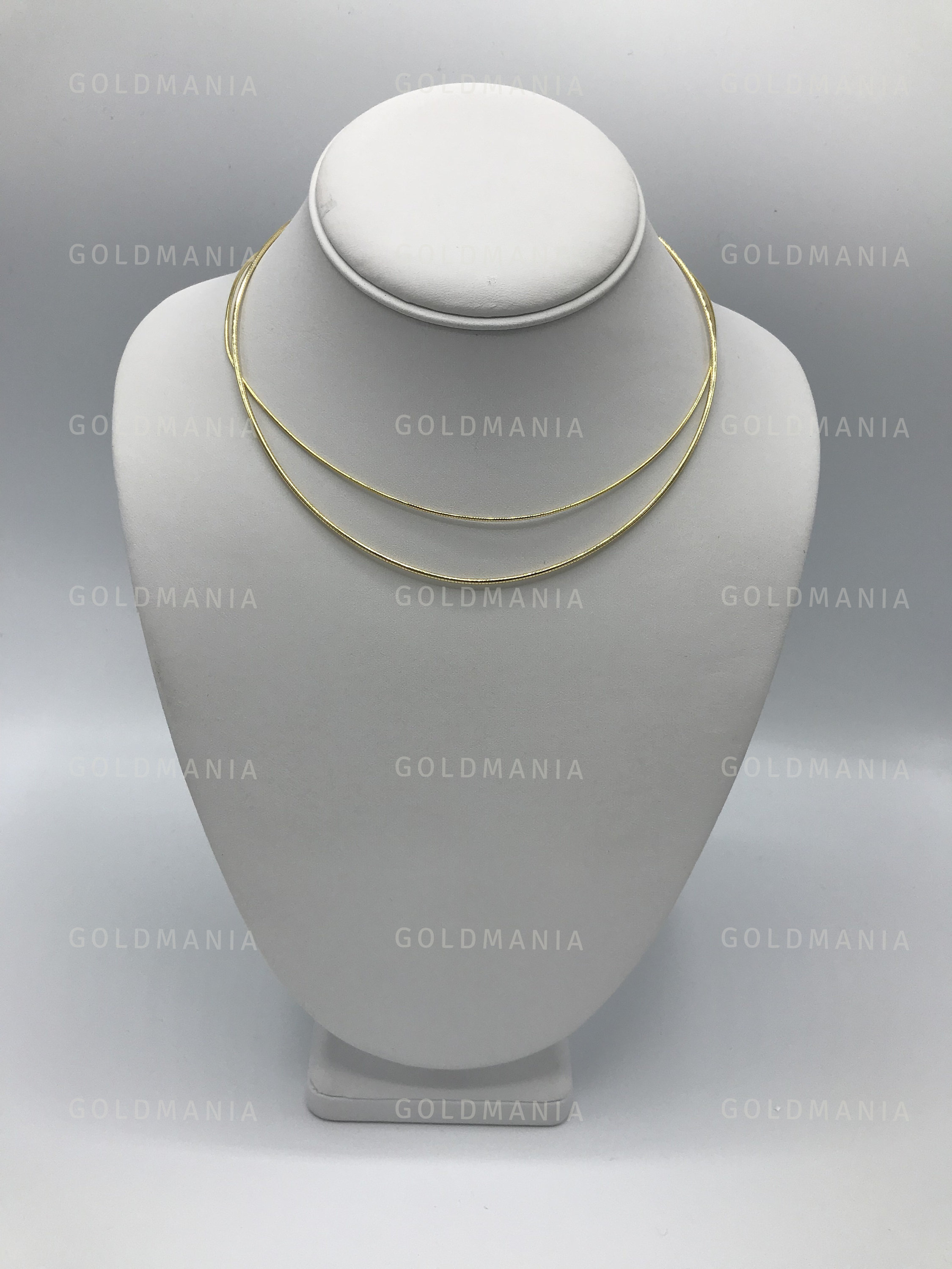 14K Solid Yellow Gold Round Omega Chain Necklace, 16