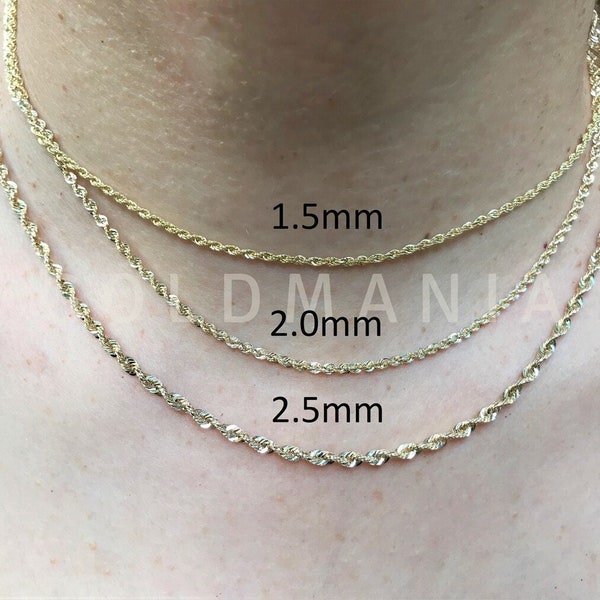 14k 5mm Diamond Cut Rope Chain Etsy