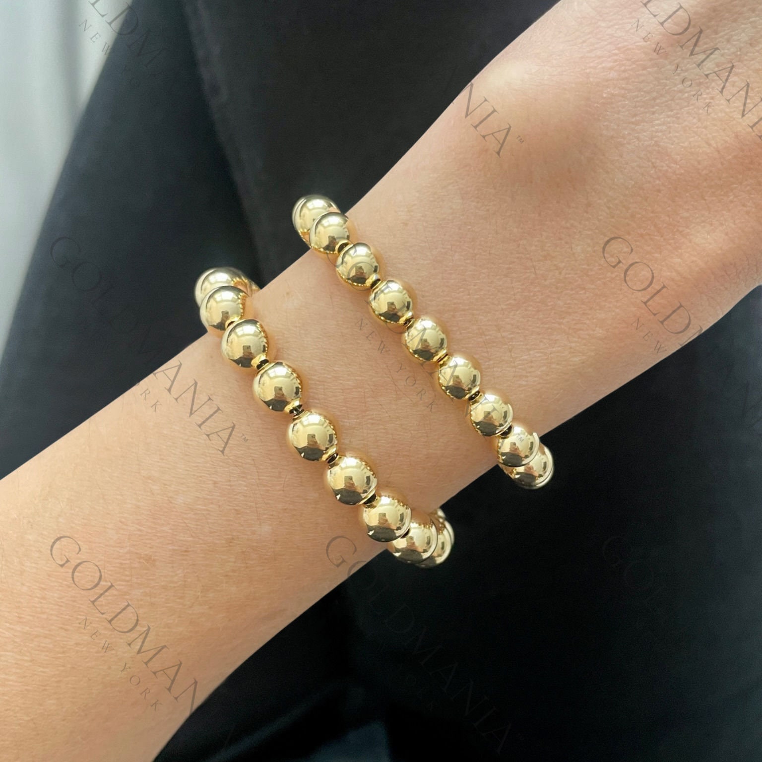 14K Yellow Gold Ball Bracelet: Adjustable Bead Chain Bracelet - Etsy
