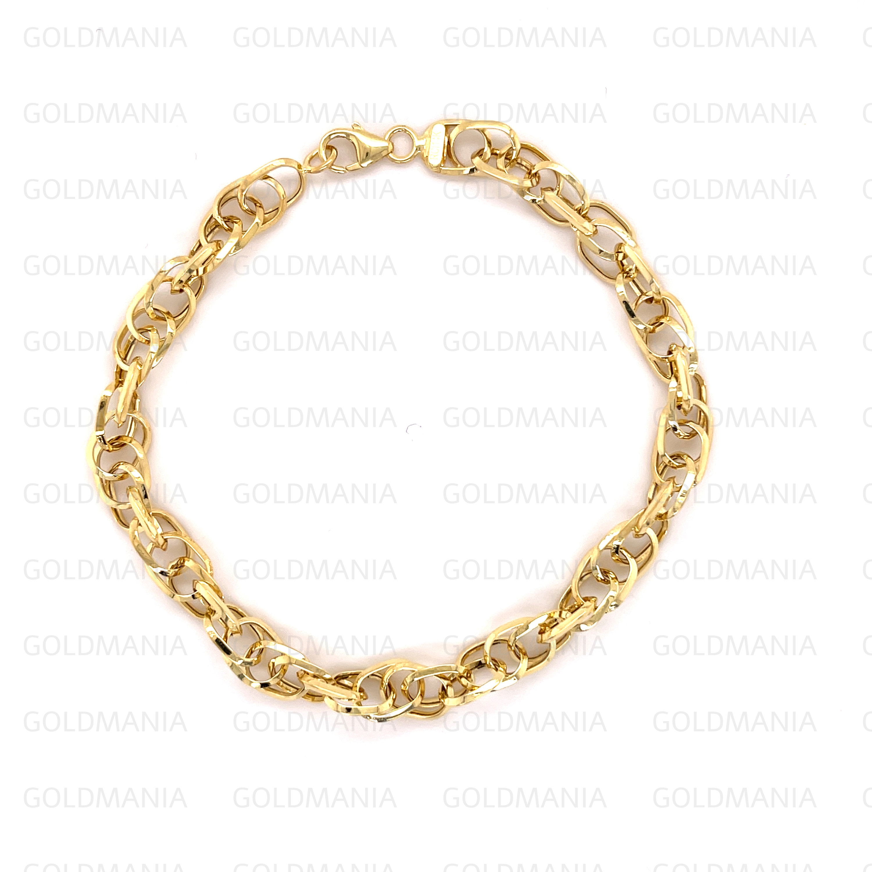 14k Two-Tone Gold Rope Motif Oval and Round Link Chain Bracelet (8.80 mm)