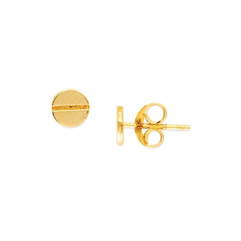 14K Screw Earring Set Gold Screw Earrings 14K Yellow Gold 6mm Round Screw Design Stud Earrings 6mm Screw Studs Gold Screw Studs