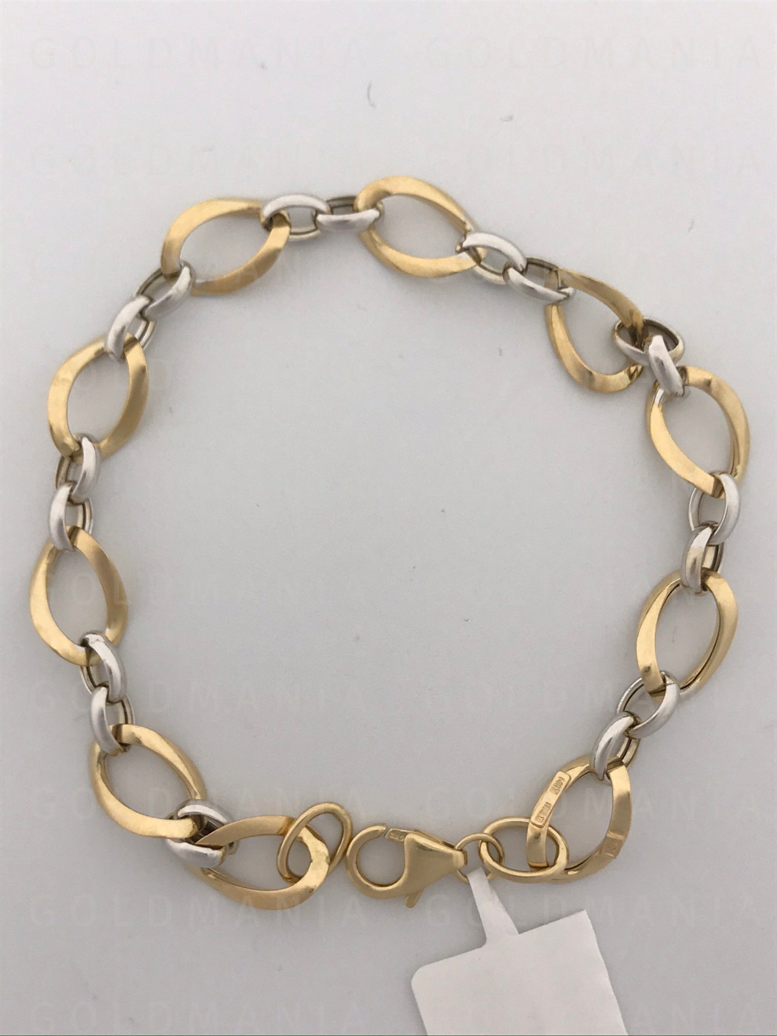 Two Tone 14K Gold Polished Twisted Oval Link Chain Bracelet Etsy