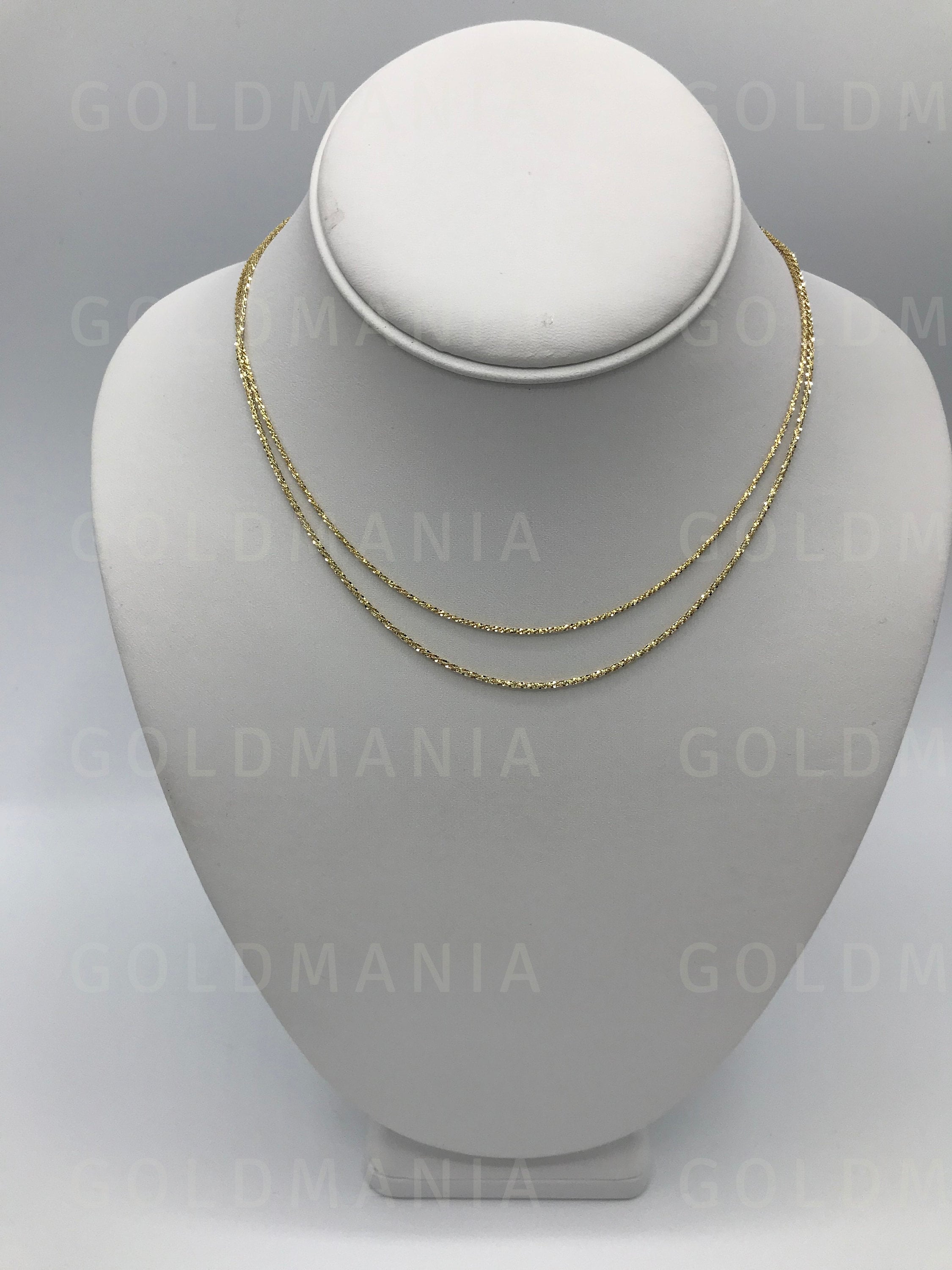 Solid 14K Yellow Gold Sparkle Rope Chain Necklace 16 Etsy