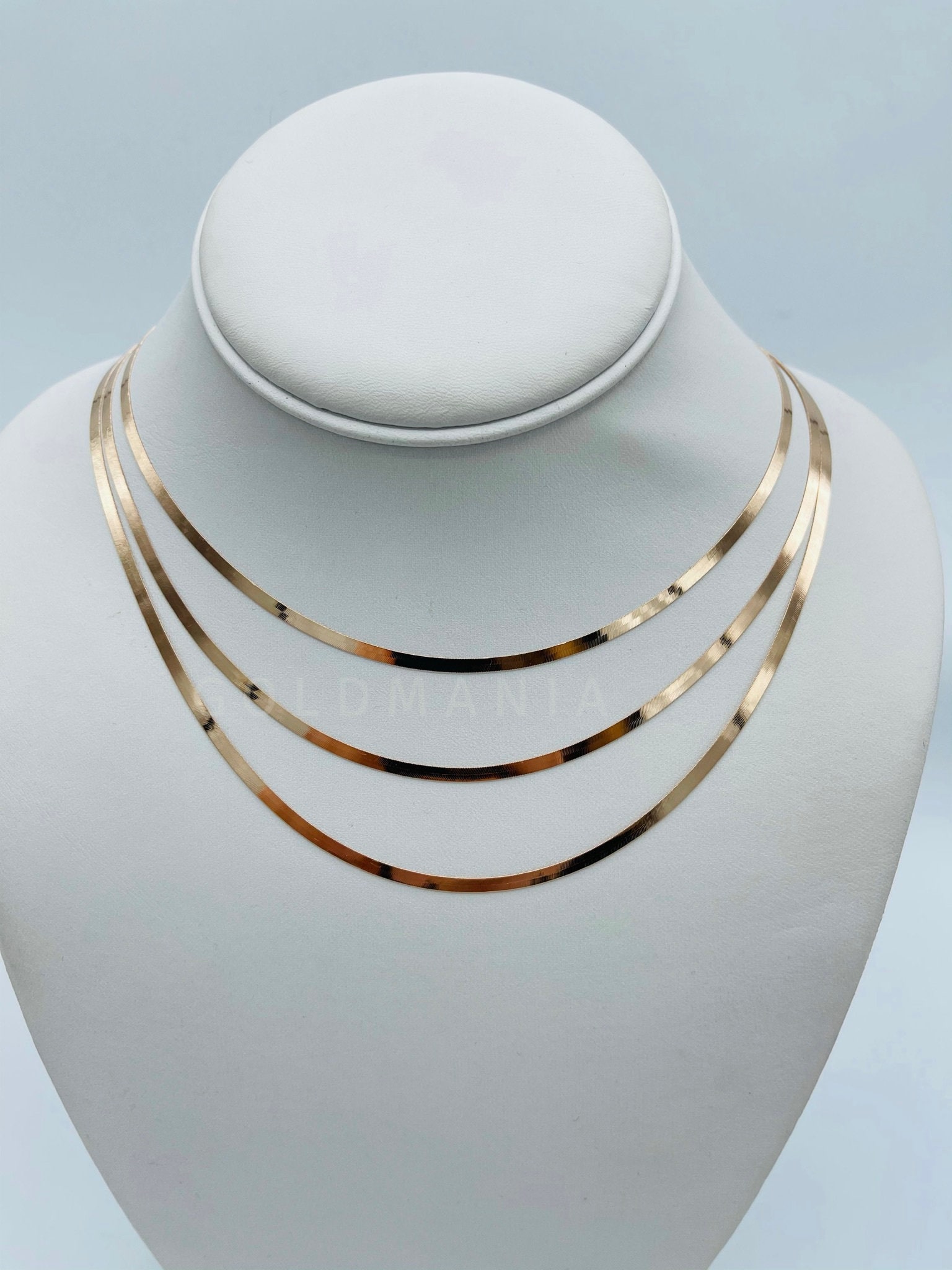 14K Solid Rose Gold Herringbone Chain Necklace 16 Etsy