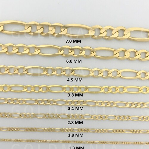 Solid 14K Gold Figaro Chain Necklace 16 