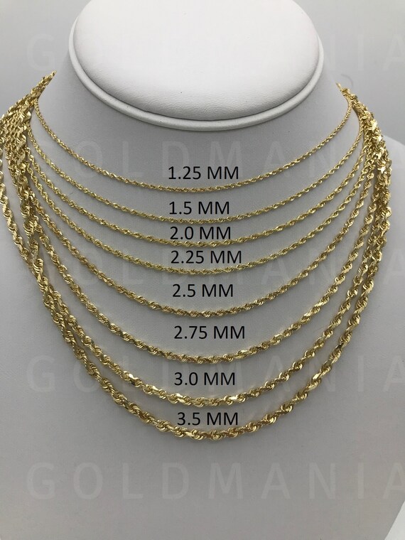 Rope Necklace Thickness Chart