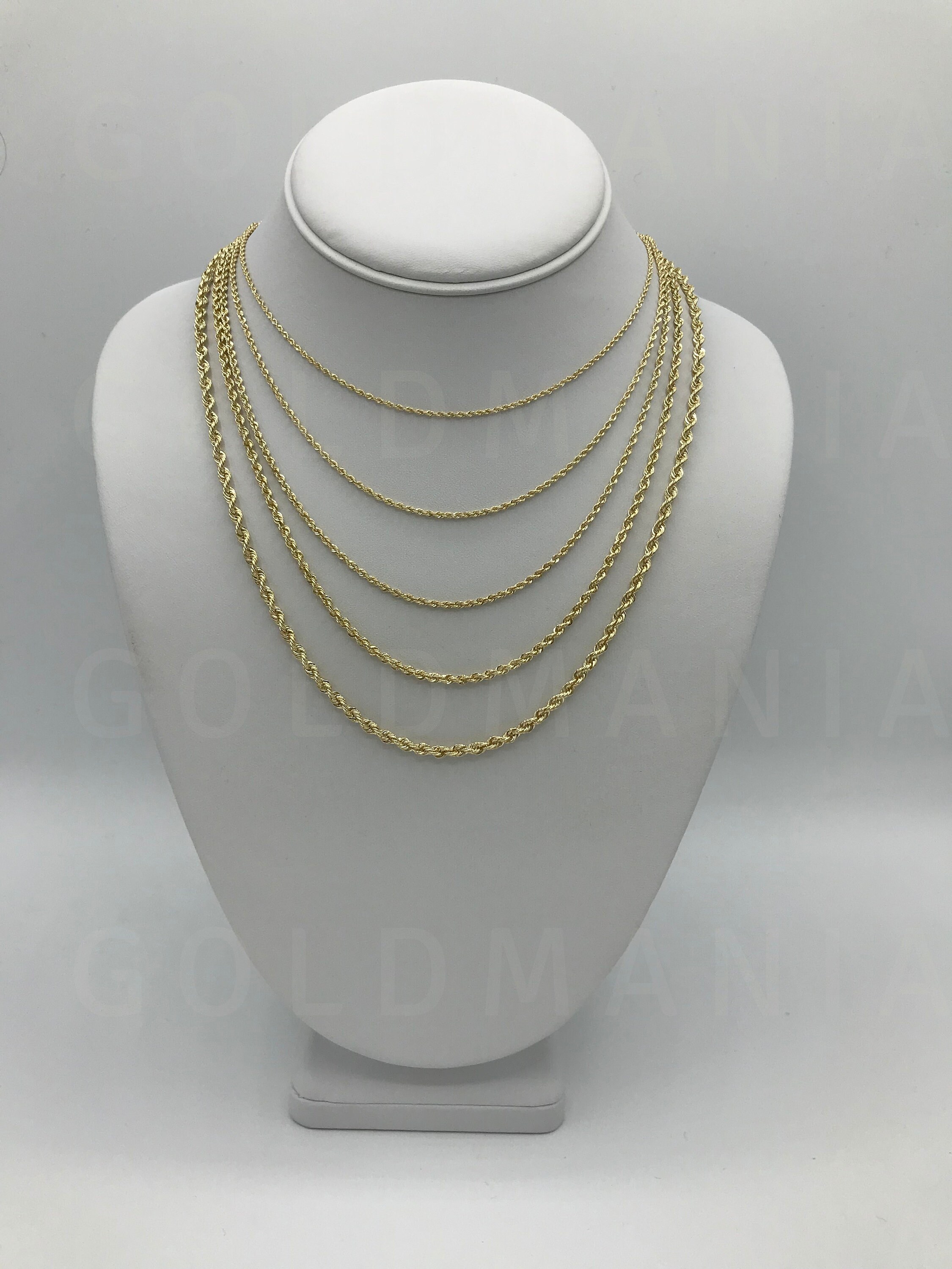 14K Solid Yellow Gold Rope Chain Necklace 16 To | Etsy