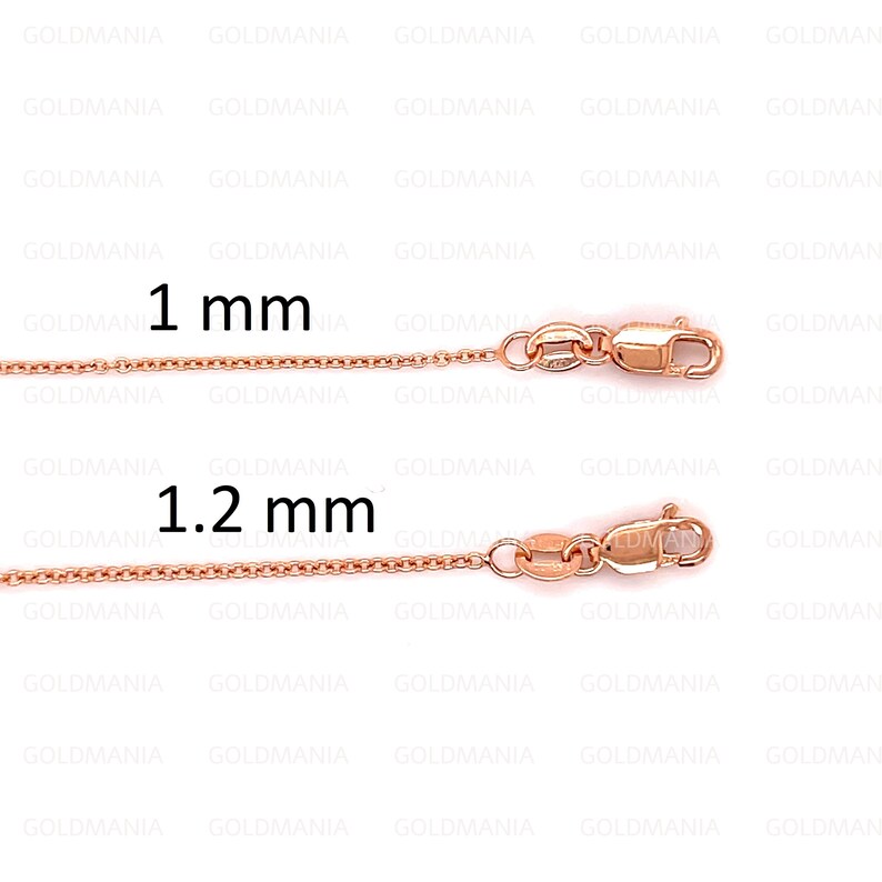 14K Solid Rose Gold Round Link Chain Necklace: Thin Real Gold 16-20” image 9