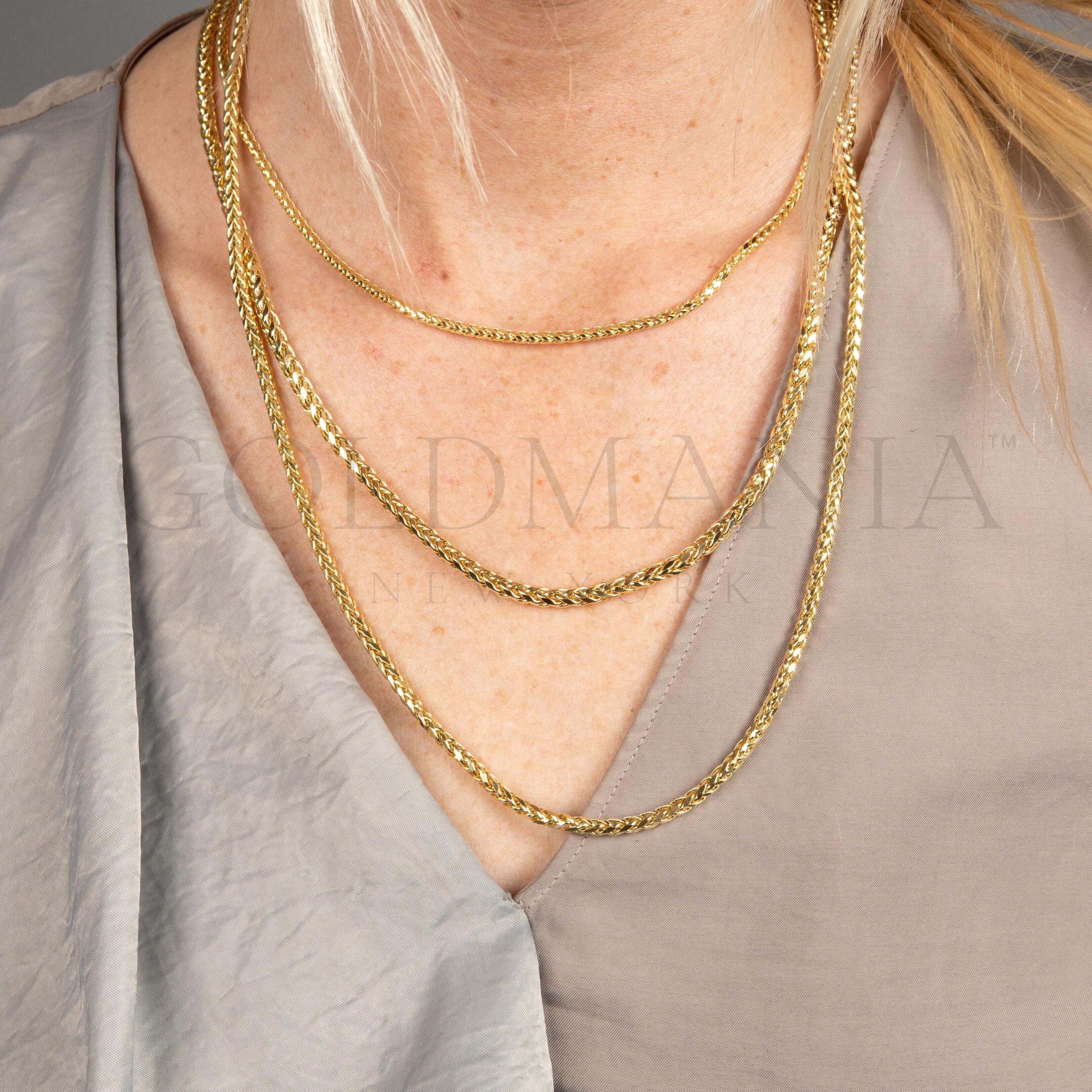 14Kイエローゴールド ダイヤモンドカット ウィートチェーンネックレス