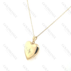 14K Gold und Diamant Herz Locket Halskette, 18 &quot;Zoll, echtes Gold Medaillon, natürlicher Diamant, Frauen