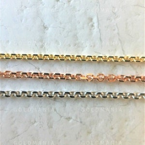 10K Solid Gold 0.5 mm Dainty Cable Link Chain Necklace, 18&quot; Inch, Real Yellow White Rose Gold, Women Girls