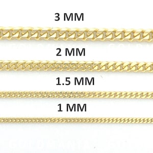 14K Solid Gold Gourmette Chain Necklace for Women – Real Yellow Gold Curb Chain, 1–3mm Thick, 16&quot;–30&quot;, Dainty To Thin Everyday Gold Jewelry