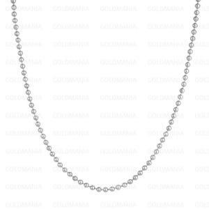 14K Solid White Gold Ball Chain Necklace, Real Gold Beaded Chain For Women, 2mm 2.5mm 3mm Thick, 16-24&quot; Inch