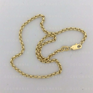 10K Yellow Gold Rolo Round Link Anklet Chain, 2.4 mm Thick, 10&quot; Inch, Real Gold Anklet, Ankle Bracelet, Ankle Jewelry, Gold Anklet, Women