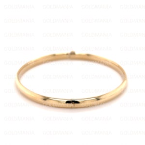 Bangle Bracelet 10K Yellow Gold, 7 Inch, 5mm Thick, Real Gold Bangle, Polished Gold Bangle, Women Gold Bracelet, Stackable image 9