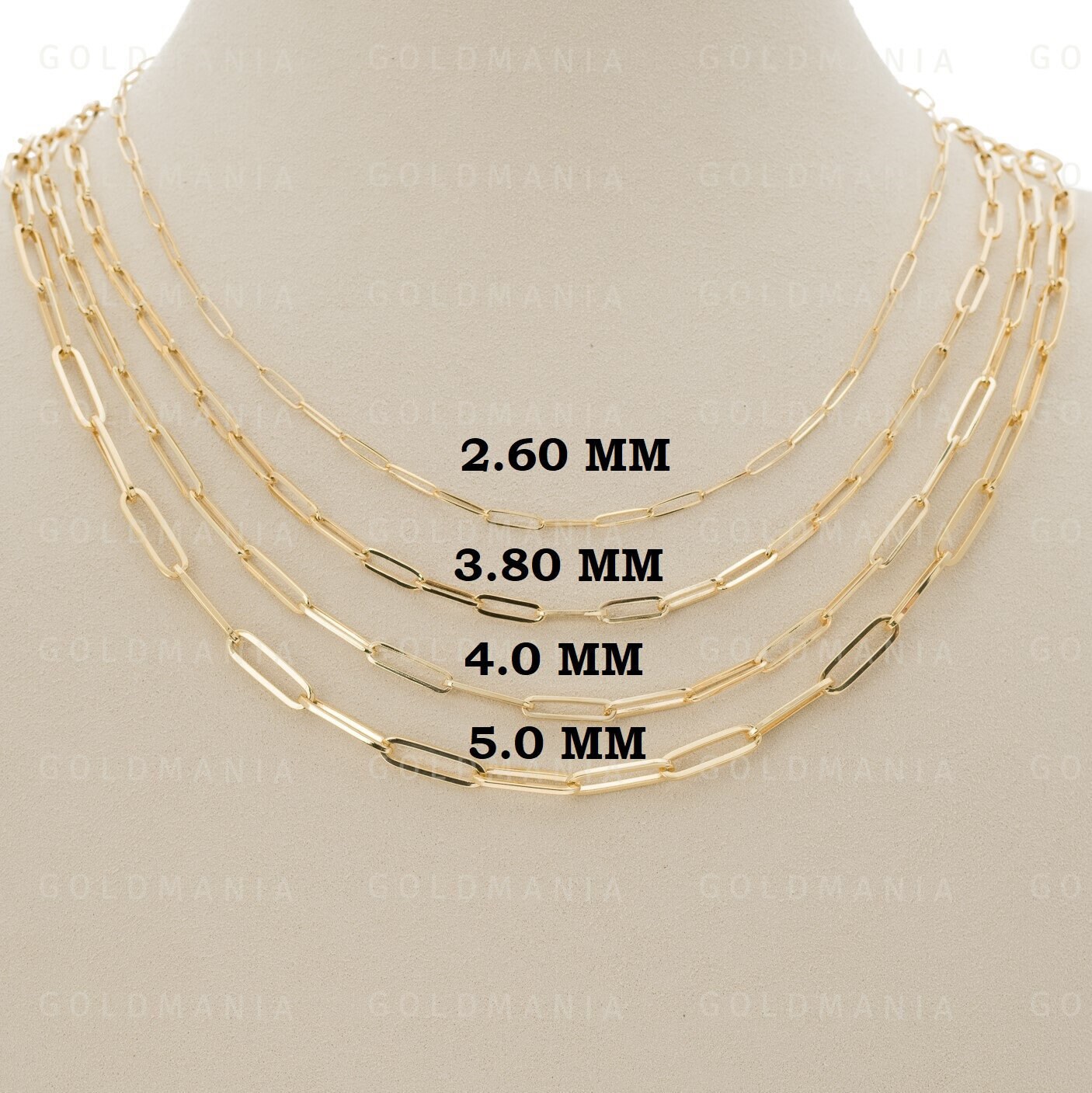 Solid 14K Yellow Gold Paperclip Chain 