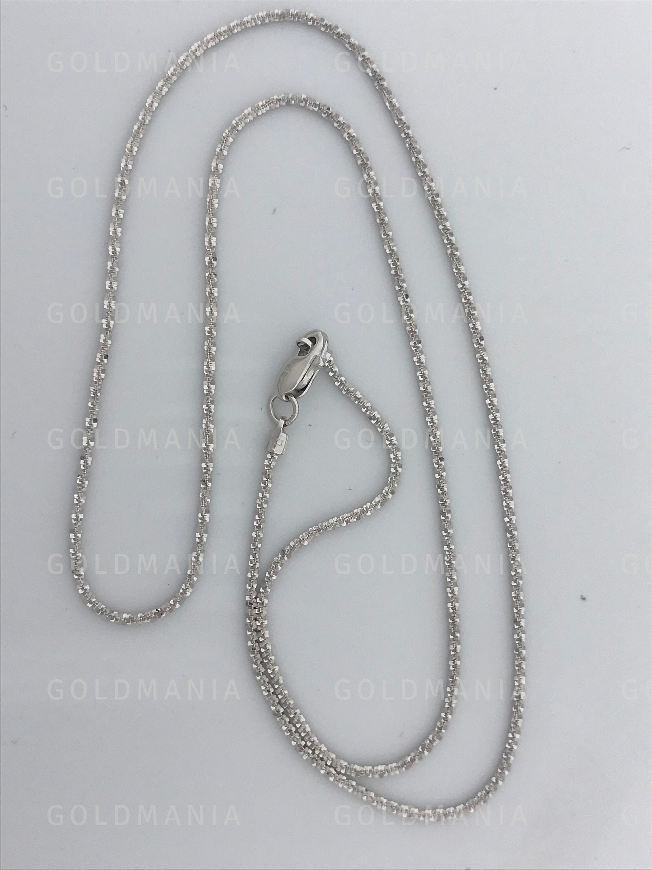 Solid 14K White Gold Sparkle Rope Chain Necklace 16 Etsy