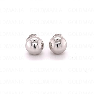 14K White Gold Ball Stud Earrings, Real Gold Earrings For Women, 3mm 4mm 5mm 6mm 7mm 8mm, Polished Ball Earring Set, Push Back Earrings