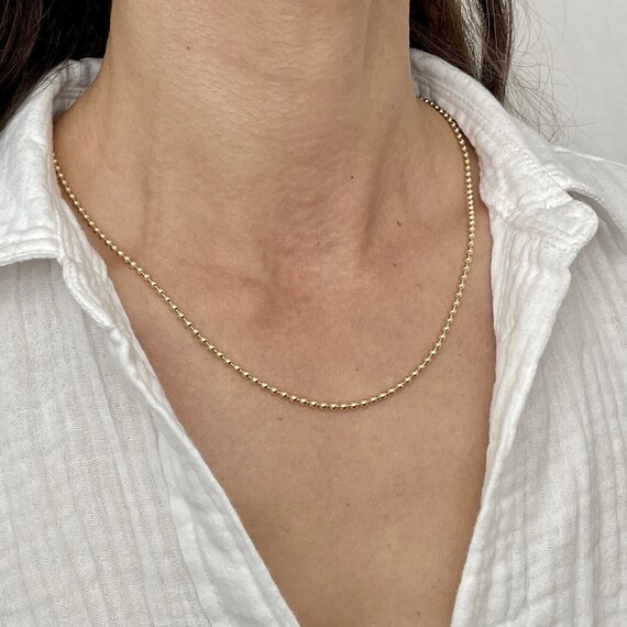 14K Solid Gold 2.5 Mm Thick Ball Chain Necklace, 18 20 24 Inch 