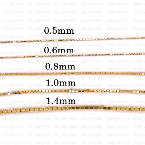 10K Solid Yellow Gold Box Chain 