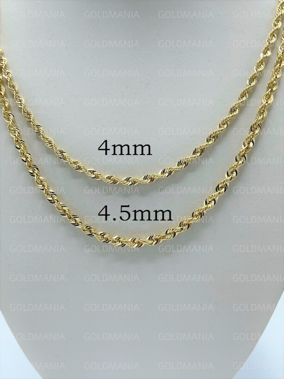 14K Yellow Gold Rope Chain Necklace 18 