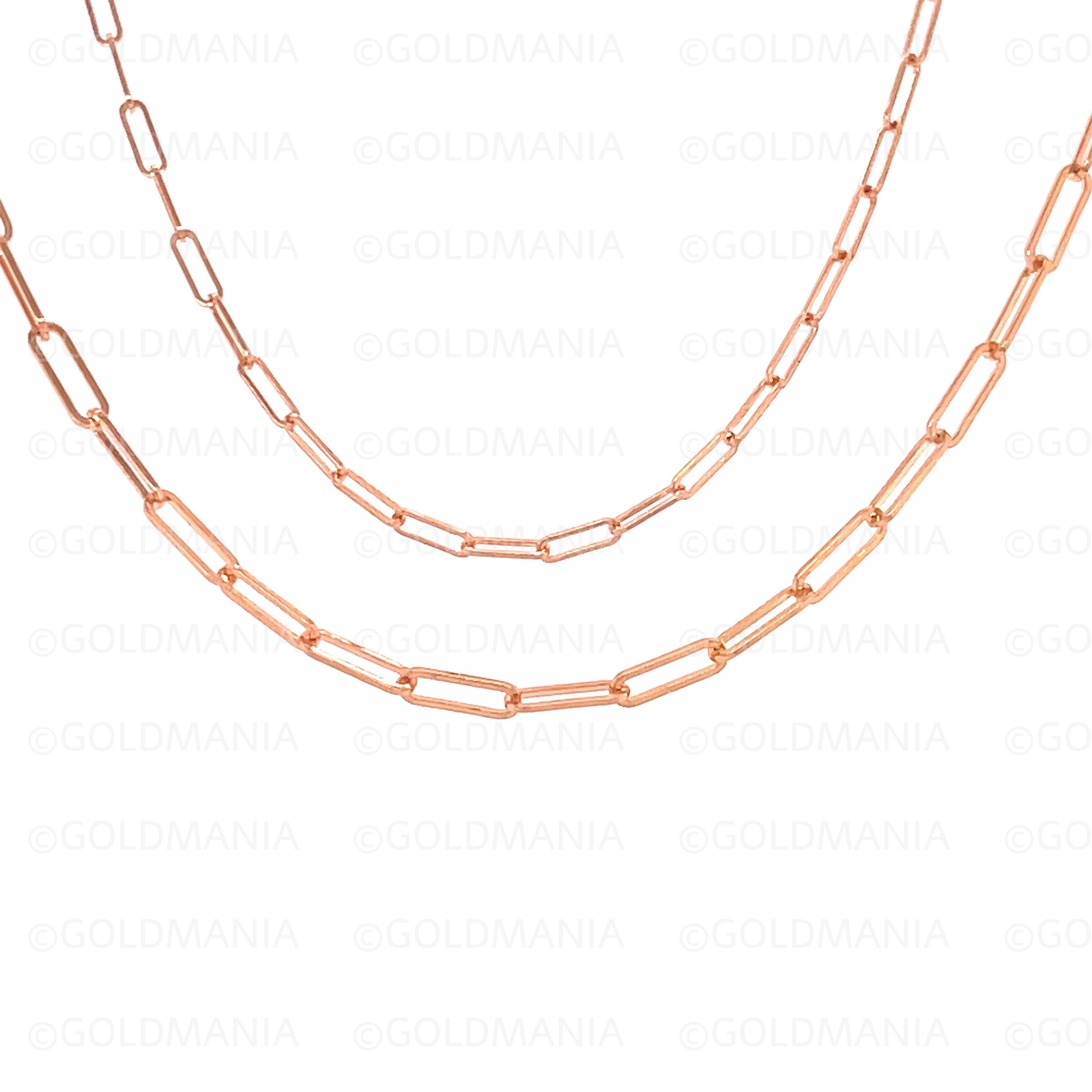 Thin 14K Solid Rose Gold Paperclip Chain Necklace 1.5mm 2.1mm Etsy