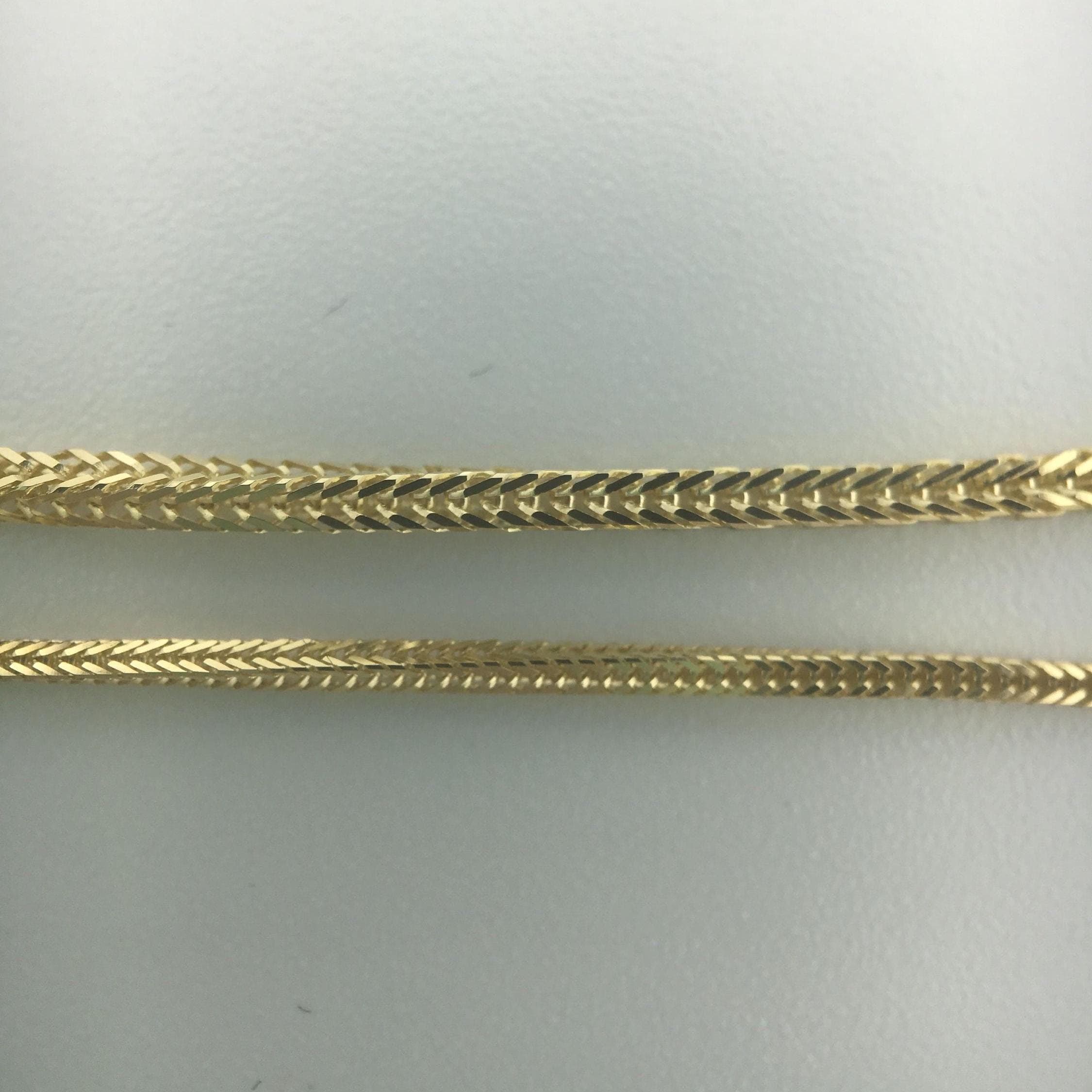 14K Solid Gold Foxtail Chain Necklace, 16-20