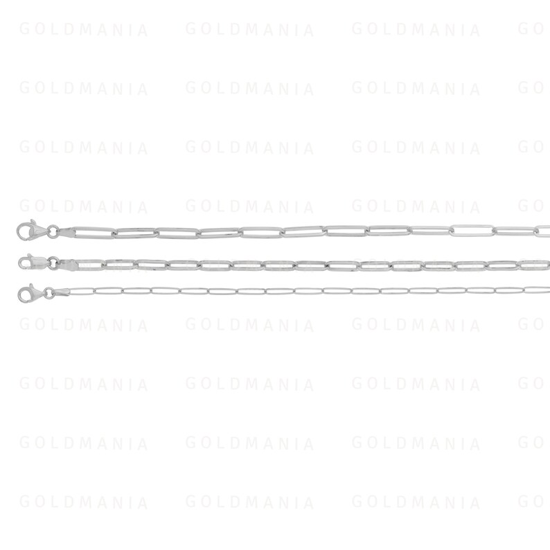Solid 14K White Gold Paper Clip Chain Necklace 16 to Etsy