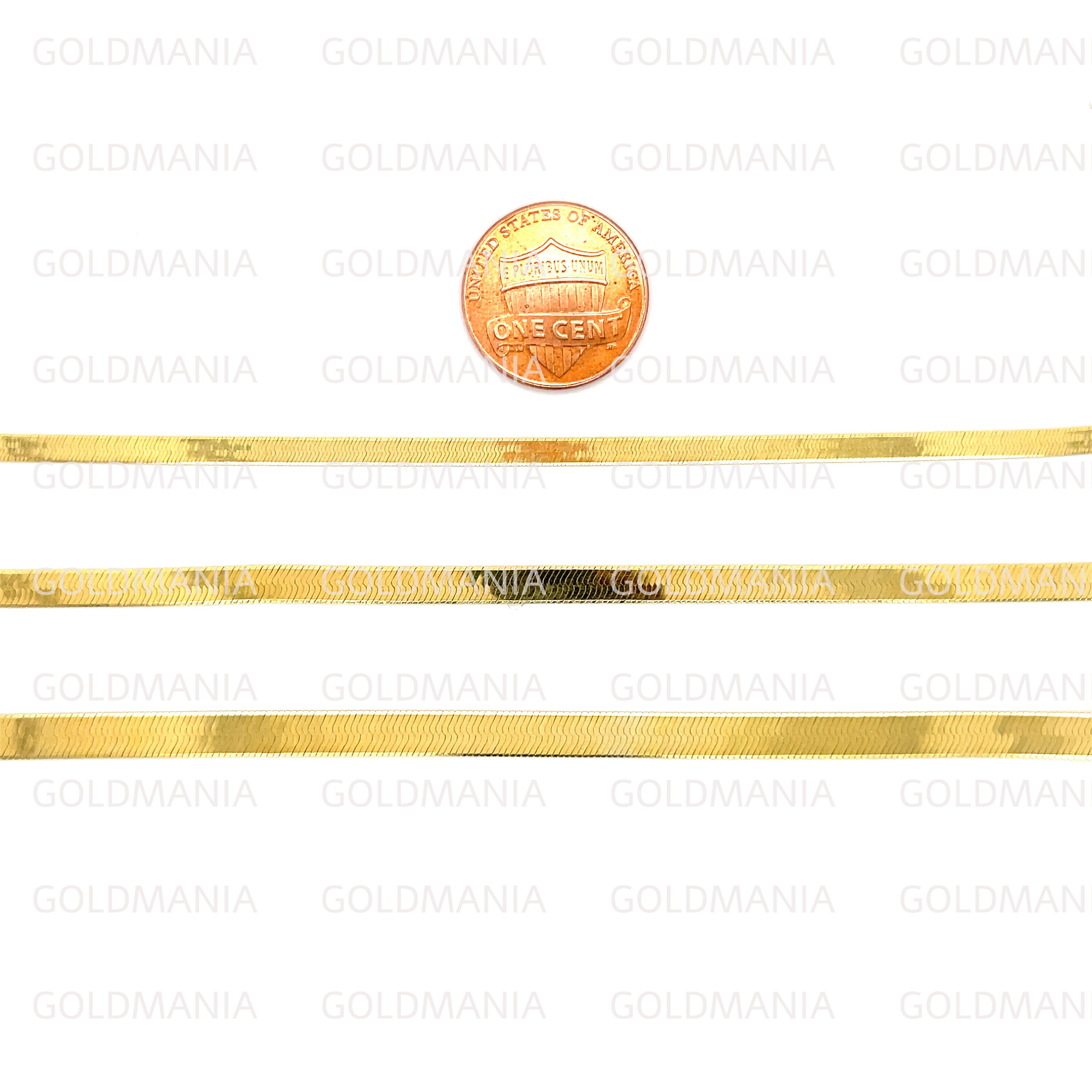 Solid 10K Yellow Gold Herringbone Chain Bracelet Women Etsy