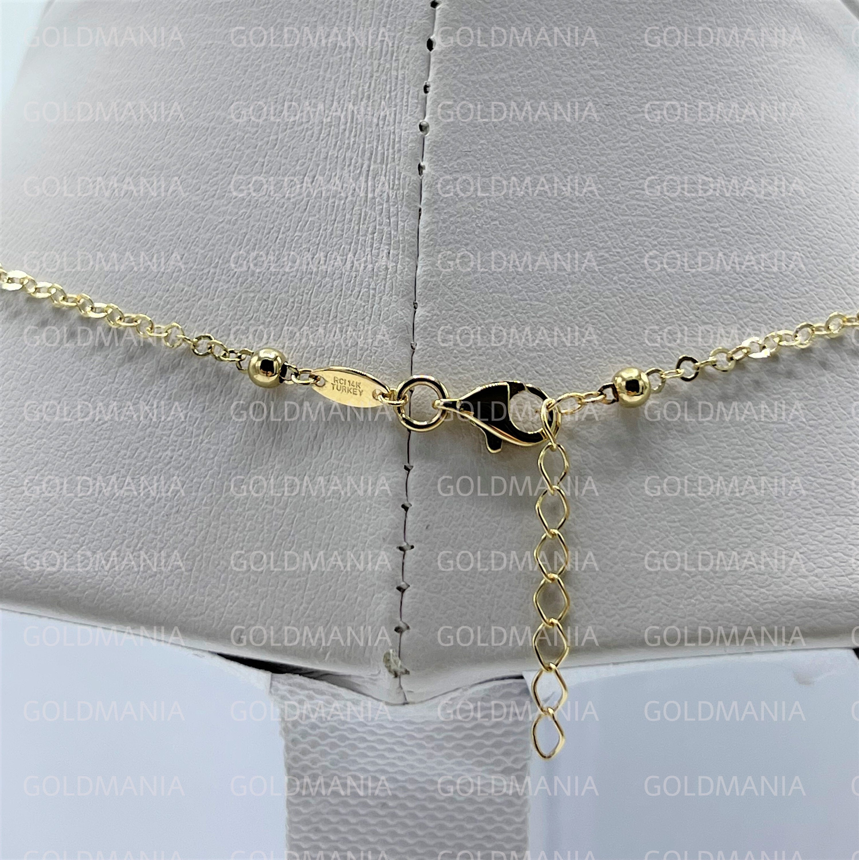 Solid Embedded Discs Beaded Chain Necklace 14K