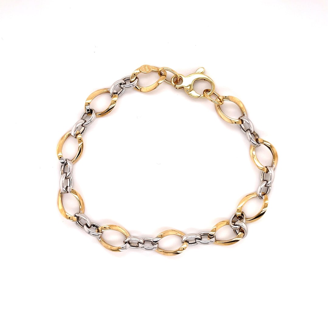 Twisted Oval Chain Bracelet in 14k Two Tone Gold (7.40 mm) main image 1