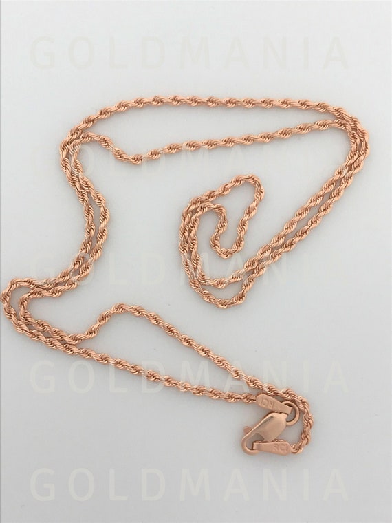 Solid 14k Rose Gold Men's Women's Real Rope Chain Necklace 1.5mm-4mm