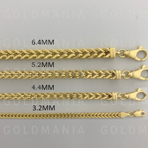 14K Yellow Gold Square Franco Chain 