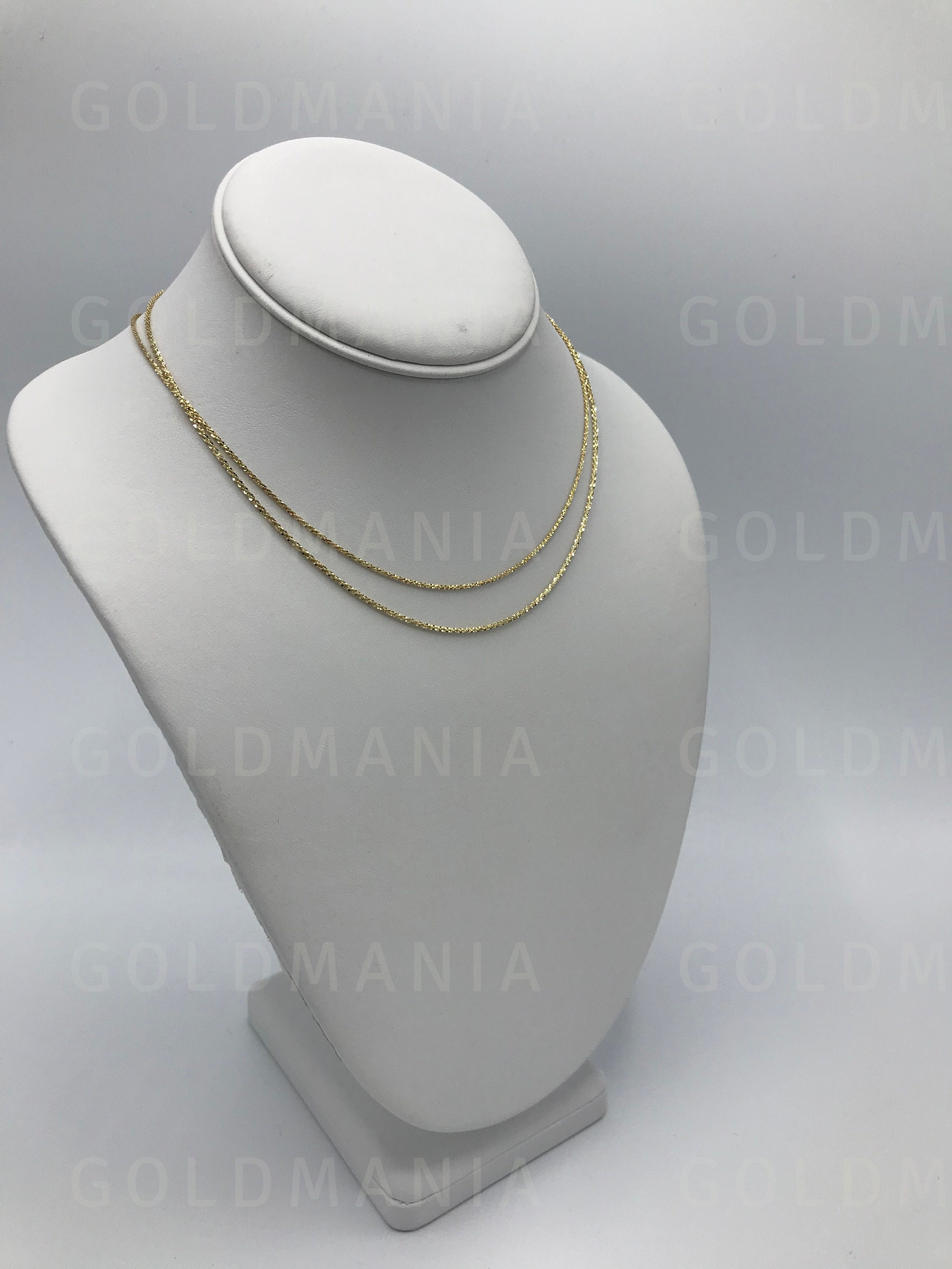 Solid 14K Yellow Gold Sparkle Rope Chain Necklace 16 Etsy