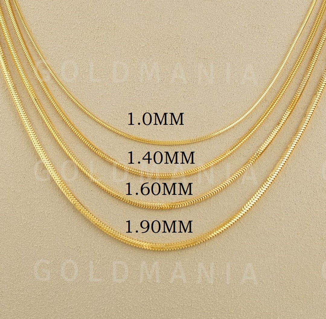 14K Yellow Gold Round Snake Chain Necklace, 16 to 24 Inch, 1.0mm to 1 ...