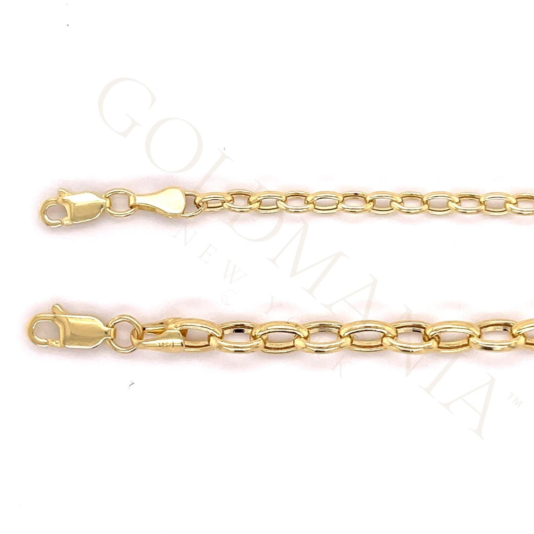 Buy 14K Yellow Gold Oval Link Rolo Chain Necklace: 18 Inch, 3.2