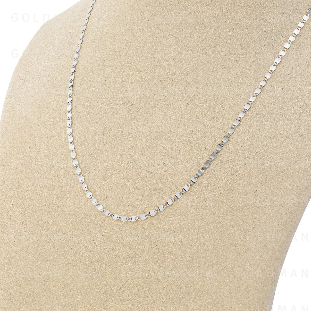 14K Solid White Gold Mirror Valentino Chain Necklace (2.7mm) - Etsy