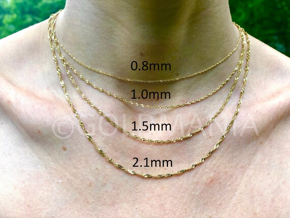 10K Solid Yellow Gold Singapore Chain 