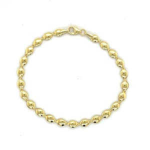 14K Yellow Gold Pebble Link Bracelet - 4mm Flat Oval Chain