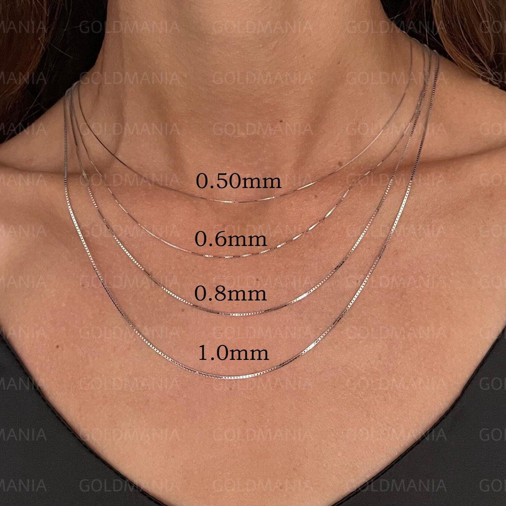 10Kホワイトゴールド 1mmボックスチェーンネックレス ロブスタークラスプ 22インチ