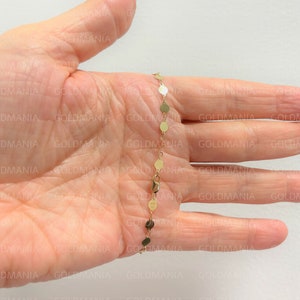 14K Yellow Gold Round Mirror Link Chain Bracelet, 7" Real Gold Bracelet image 7