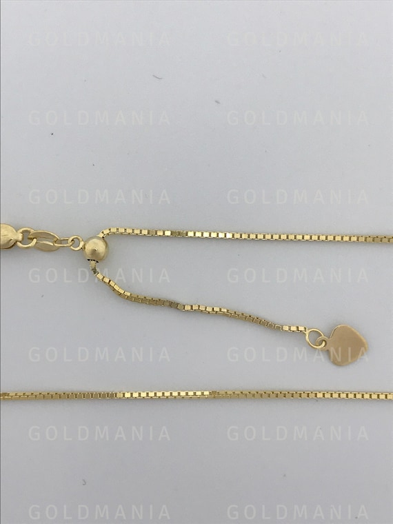 Solid 14K Yellow Gold Adjustable Box Chain Necklace 22 - Etsy 日本