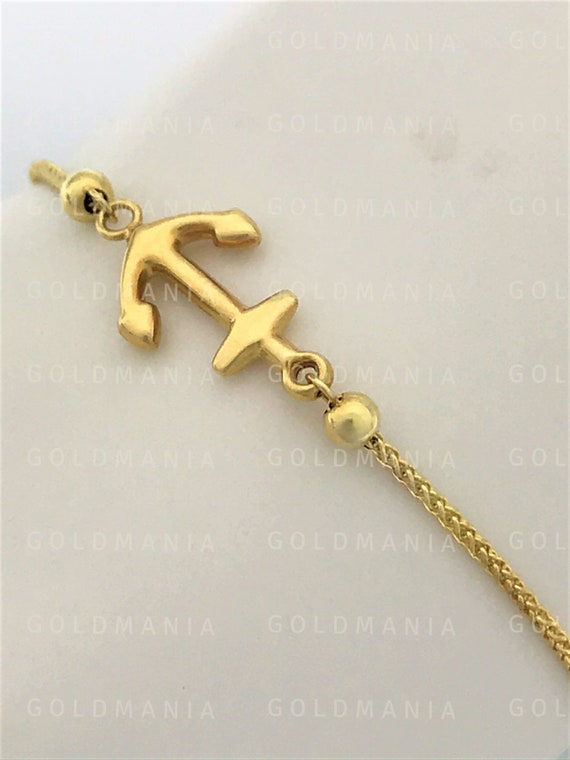 Amazon.com: Jewels By Lux 14K Yellow Gold Flat Anchor Link ID Bracelet:  Clothing, Shoes & Jewelry