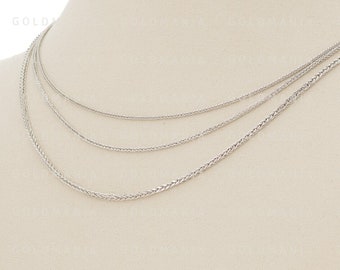 Collana classica da uomo e da donna in oro bianco 14 carati con catena a grano da 20 pollici e 1,4 mm (18667) - Italia